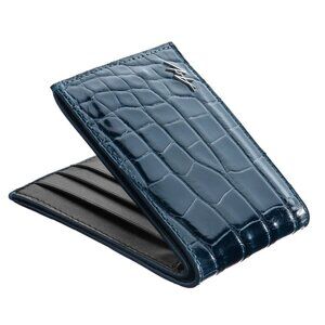 Premium Alligator Leather Wallet – Exotic & Elegant - Navy Color